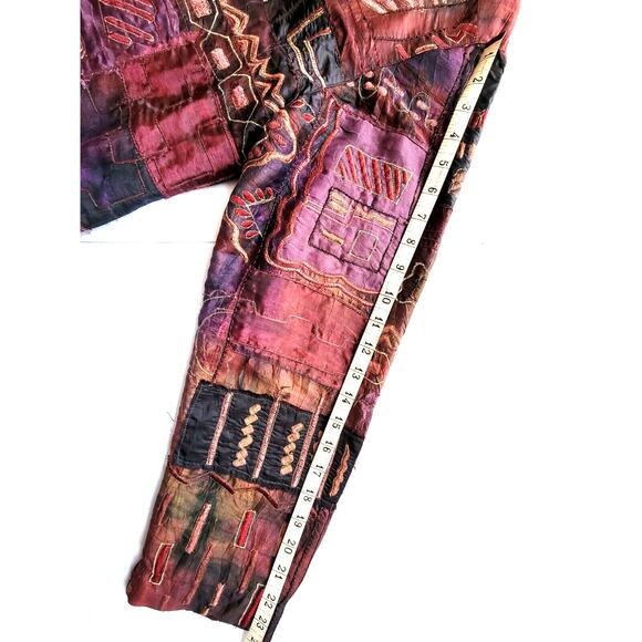 Chico’s Art-To-Wear Patchwork Silk Lined Boho Jacket Size 3 XL - Picture 8 of 9